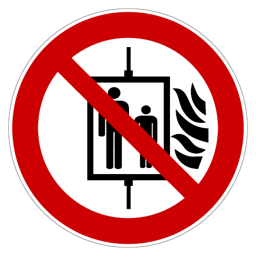 Verboden lift bij brand te gebruiken P-P020
