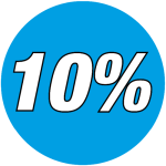 korting sticker rond 10% - blauw WSK001
