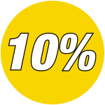 korting sticker rond 10% - geel WSK001
