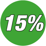 korting sticker rond 15% - groen WSK001