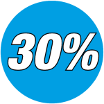 korting sticker rond 30% - blauw WSK001