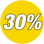 korting sticker rond 30% - geel WSK001