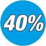 korting sticker rond 40% - blauw WSK001