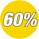 korting sticker rond 60% - geel WSK001