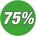 korting sticker rond 75% - groen WSK001